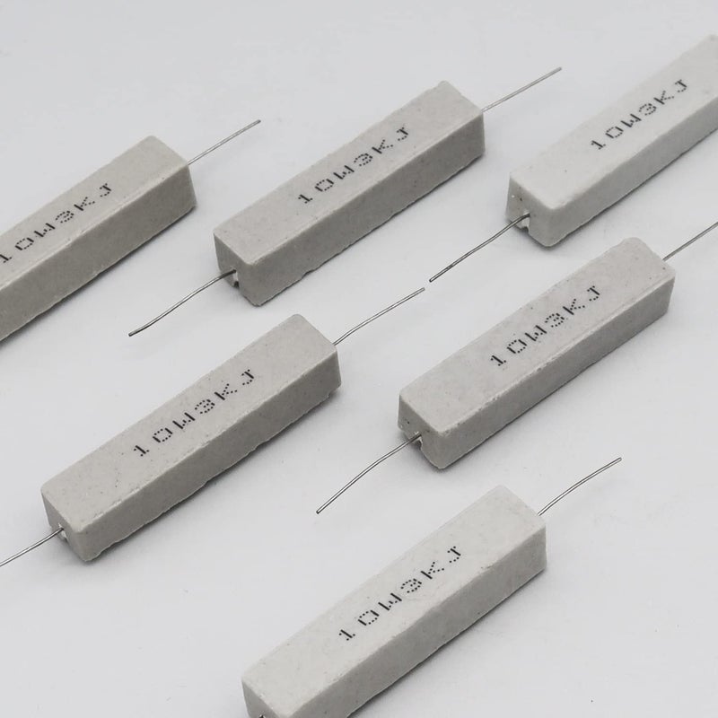 Dimlove Cement Resistor,10 PCS 10w 3000 Ohm 5% Axial Lead Wire Resistor White Wound Fixed Ceramic Cement Wirewound Cement Power Resistors Flame Heat Moisture Resistance Precharge Horizontal Resistors - Image 5